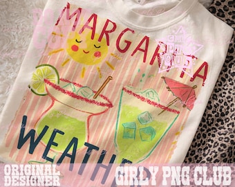 Margarita Weather png, zomer-png, grandmillennial esthetische png, trendy zomershirtontwerp