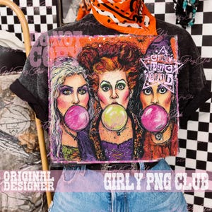 Witch sister blowing bubble, Hocus Pocus Png, Halloween Shirt Designs, Vintage Halloween png, Halloween Png, Sanderson Sisters Png image 5