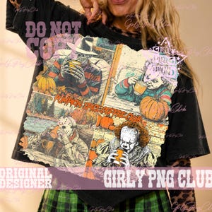 Horror Characters Halloween PNG, Pumpkin Spice Fall Design (Digital Download)