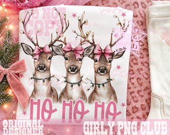 Preppy Ho Ho Ho Deer Png, Christmas Deer, Reindeer, Merry Christmas Png, Christmas (Digital Download)