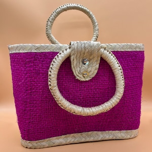 Bolso de Mano Mexicano Tejido a Mano - Hecho con Hoja de Palma y Yute