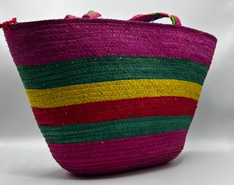 Handwoven Multicolor Handbag Made with Palm Leaf