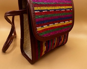 Handwoven Multicolor Crossbody Made with Palm Leaf