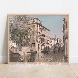 Printable Venice Canal Art | Neutral Venice Italy Painting | Digital Download