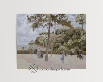 Paris Garden Scene | Printable Vintage Painting | Romantic Impressionist Art | Neutral Paris City Art | Digital Download