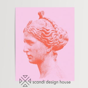 Printable Pop Art Style Classical Bust | Wall Art | Scandi Design House | Downloadable Digital | Art Poster