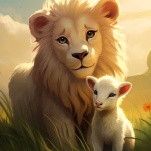 Children&#39;s Lion and Lamb