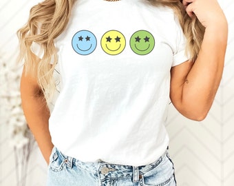 Smiley Face Shirt, Smiley Face, Trendy Shirt, Good Vibes Shirt, Gift for her, Fun Shirt, Positivity, Aesthetic Gift