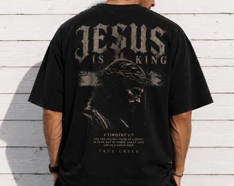 Jesus Is King Shirt Christian Streetwear | Heavyweight 100% Cotton Tee with Vintage Design
