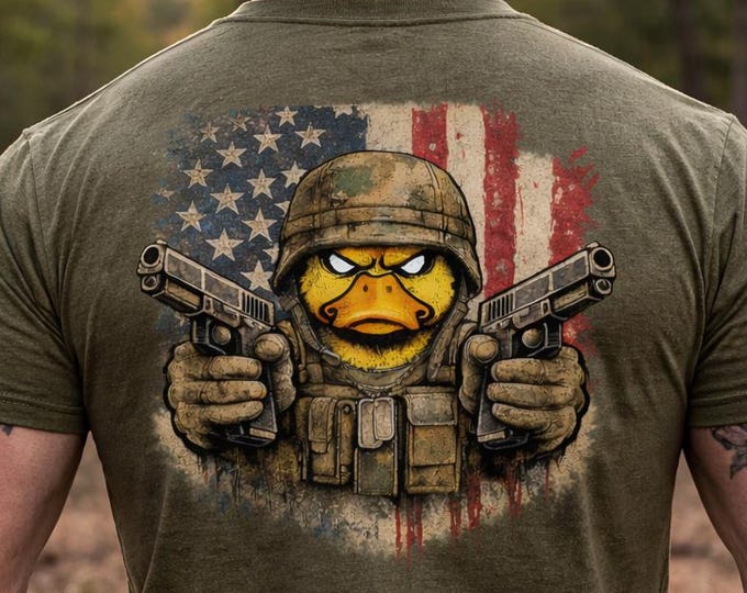 Military Support Duck Soldier T-Shirt | American Flag Graphic Tee