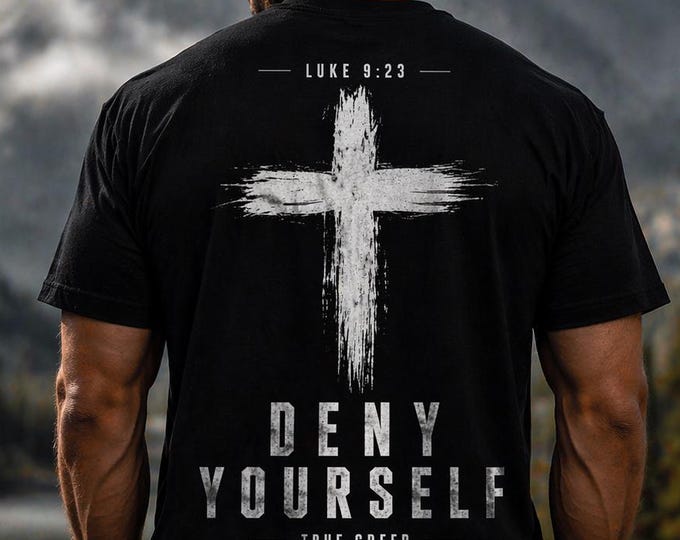 Deny Yourself Shirt Luke 9:23 Faith Tee Christian Discipline Streetwear Comfortable Soft Fabric