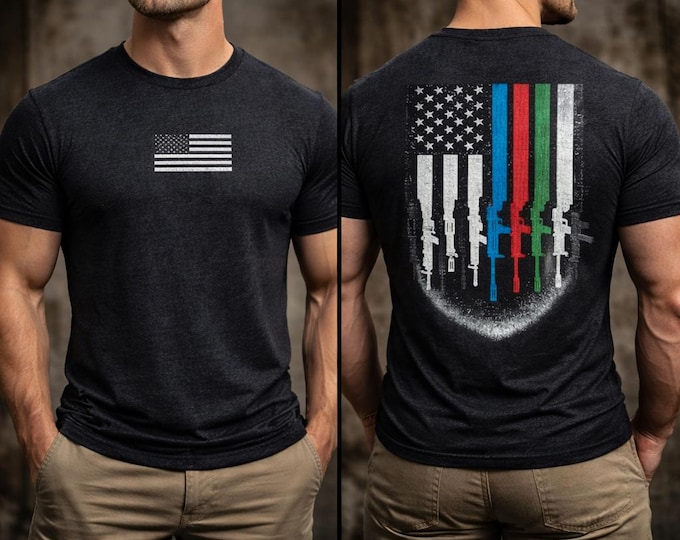 First Responders Support Tee | Tactical USA Stars Stripes Tee | Military, police gift