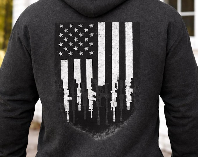 USA 250th Anniversary Hoodie | Patriotic Flag Rifles Graphic