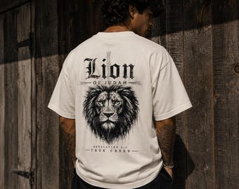 Lion of Judah Shirt, Christ Is King Heavyweight Cotton Tee Christian Streetwear