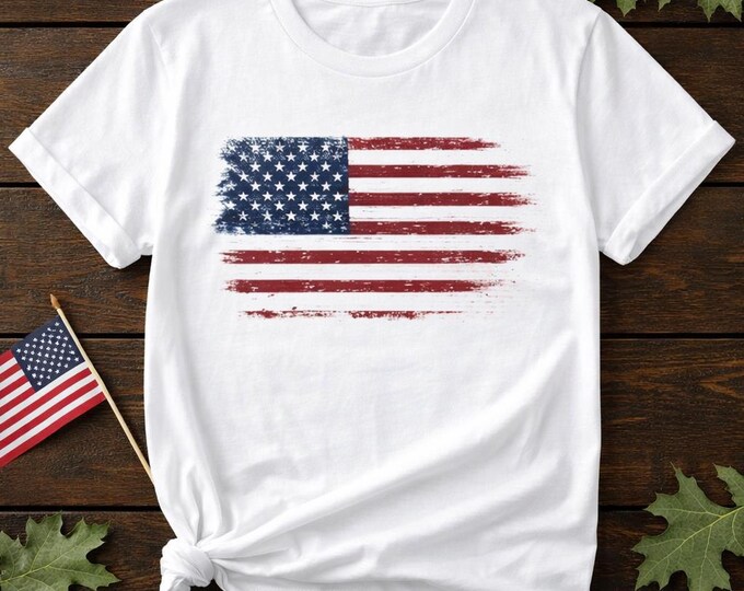 Distressed American Flag T-Shirt | Patriotic USA Tee | Unisex Bella canvas Patriot gift tee