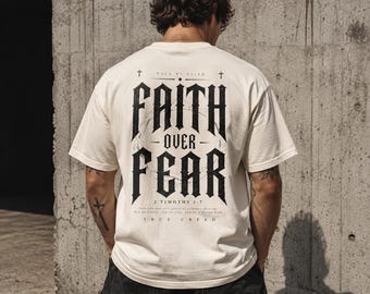 Faith Over Fear T-Shirt, Christian Heavyweight Tee with Garment Dyed Comfort Colors