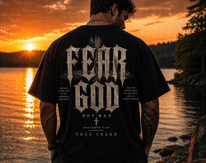 Fear God graphic T-shirt | Christian Cotton StreetWear, distressed cross emblem