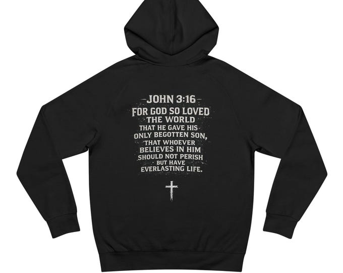 John 3:16 Scripture Hoodie | Christian Cross Faith Bible Verse