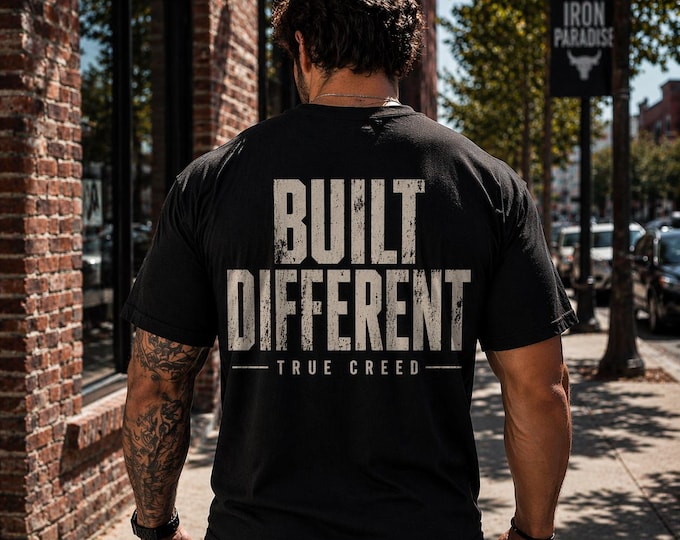 Built Different T-Shirt Men | Christian Streetwear Cotton Heavyweight Tee, Relaxed Fit