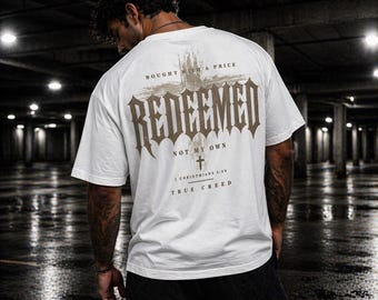 Redeemed Shirt with 1 Corinthians 6:20, Heavyweight Cotton Christian Streetwear Tee