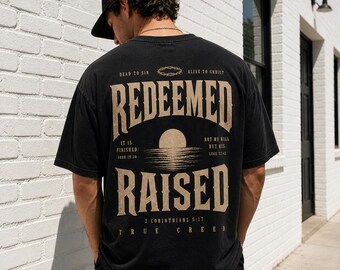 Redeemed and Raised T-shirt | Christian Streetwear | Comfort Colors Cotton Tee, Vintage Style