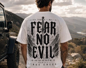 I Will Fear No Evil Christian Streetwear T-Shirt | Faith Casual | Cotton Comfort Colors