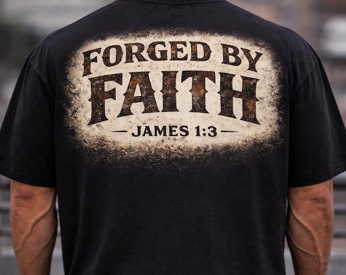 Forged By Faith Oversized Tee | James 1:3 Christian Shirt