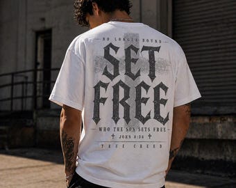 Set Free Christian T-Shirt | Faith Streetwear Vintage Washed Unisex Cotton Tee