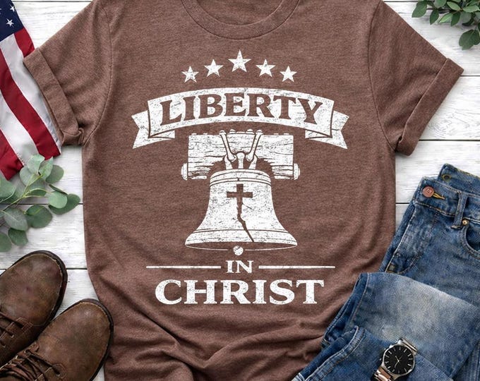 Faith Design Liberty in Christ T-Shirt | Christian Liberty Bell Tee