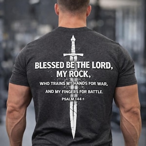 Vorbereiten meiner Hände für Krieg T-Shirt | Psalm 144:1 Kreuz & Schwert | Christliche Schrift Tee