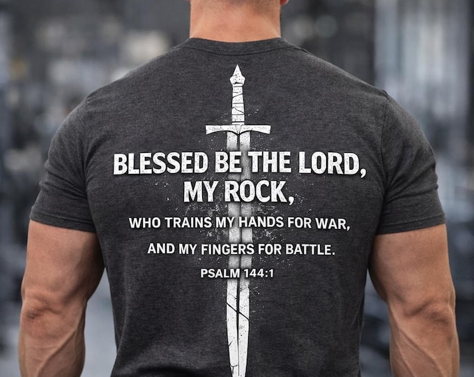 Prepare My Hands for War T-Shirt | Psalm 144:1 Cross & Sword | Christian Scripture Tee