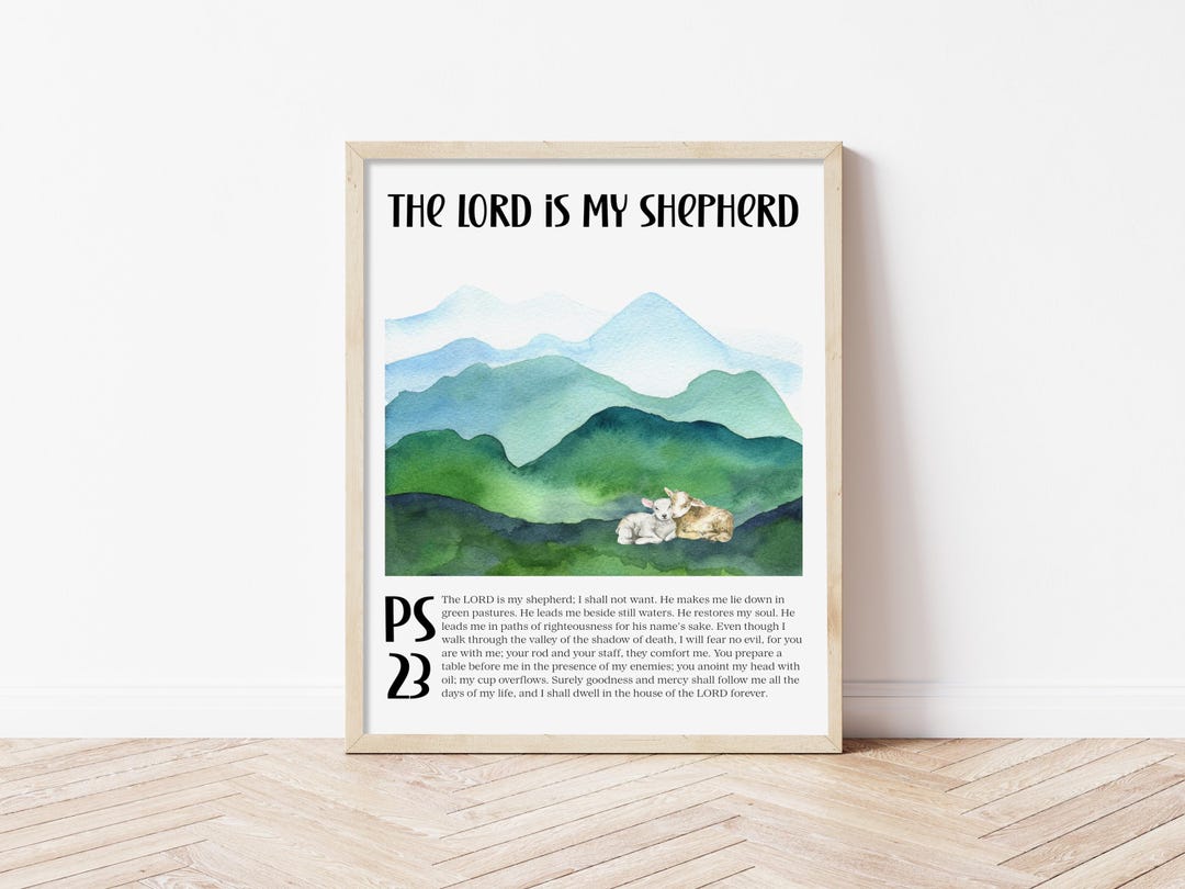 Psalm 23 Wall Art Printable | the Lord is My Shepherd Watercolor ...