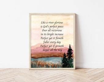 Like a River Glorious Hymn Art – Christian Printable Wall Art, Digital Hymn Download, Faith-Based Home Decor