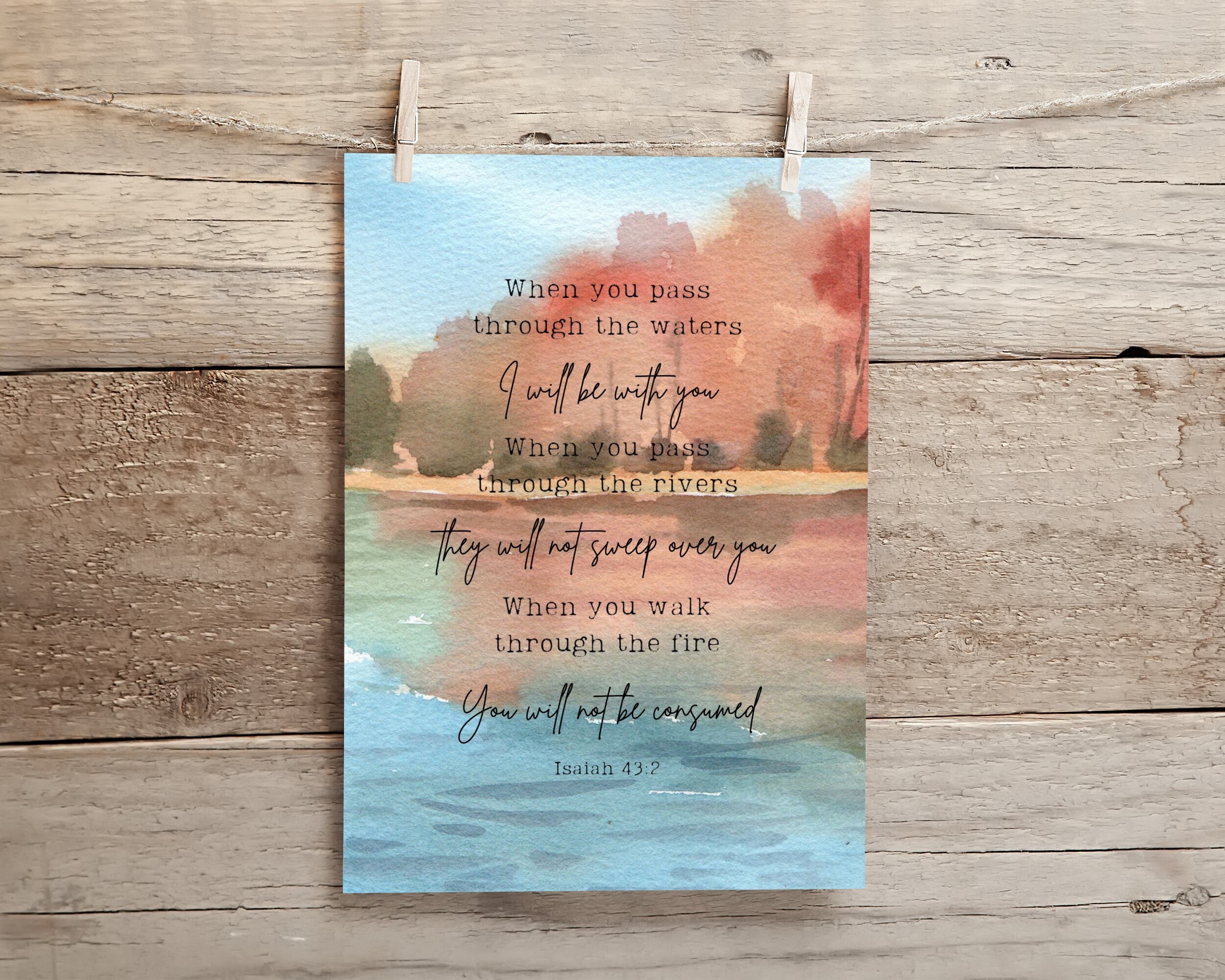 Printable Scripture Wall Art River Landscape Digital Download Bible ...