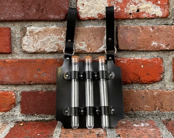 Alchemist's Leather Holster for Three Test Tube Vials