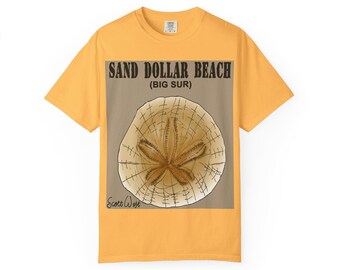Sand Dollar Beach Big Sur Unisex Garment-Dyed T-shirt - Ocean Vibes, Beach Lover Gift, Summer Apparel, Casual Wear
