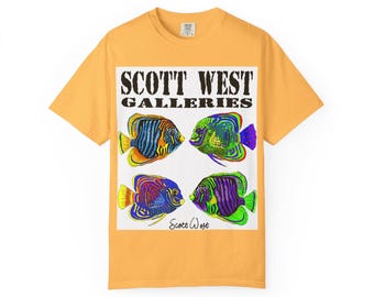 Scott West Colorful Vibrant Fish Graphic Tee, Scott West Design, Unisex Casual T-shirt, Summer Beachwear, Gift for Ocean Lovers