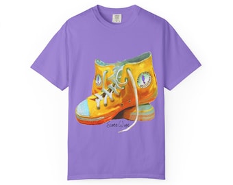 Converse Brightr Yellow Hi Tops Style Sneakers T-Shirt, Scott West's Acrylic Watercolor Painting Print TShirt, "Chucks"