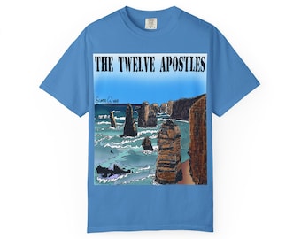 The Twelve Apostles Australia Beach Unisex Garment-Dyed T-shirt, Nature Lover Gift, Ocean Scene Tee, Casual Summer Wear, Surf Travel Apparel