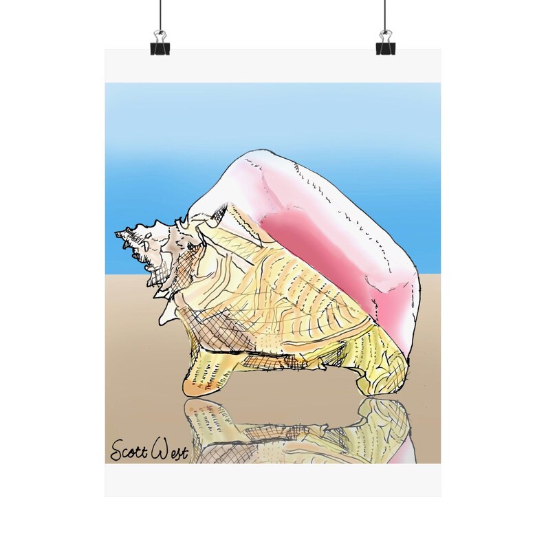 Conch Poster, Conch Wall Art, Conch Art Print, Shell Lover Gift ...