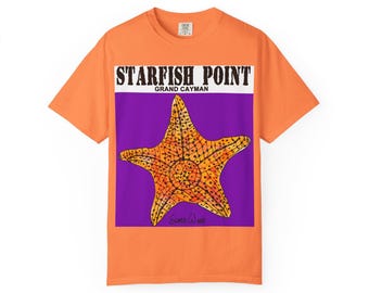 Starfish Point T-shirt, Beach Lover's Tee, Grand Cayman Souvenir, Summer Vacation Shirt, Ocean Vibe Apparel, Casual Gift Cayman Islands