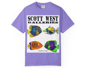 Scott West Colorful Fish Graphic T-Shirt, Unisex Vintage Tee, Colorful Ocean Life Shirt, Perfect for Summer, Beach Lover Gift, Casual Wear