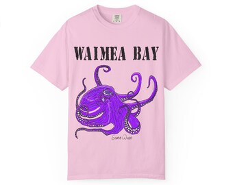 Vintage Octopus Shirt, Retro Waimea Bay T Shirt, Comfort Colors® Gift, Coastal Purple Sea Life, Unisex T-shirt, Tropical Beach Graphic Tee