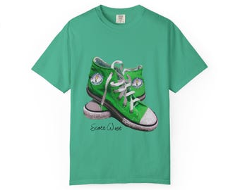 Converse Green T-shirt Hi Tops Style Sneakers Shoes, Scott West's