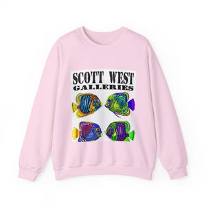 Sudadera unisex con estampado de peces de arrecife de colores - Heavy Blend™, cuello redondo, acogedora y gráfica, ideal para amantes del arte, ropa informal