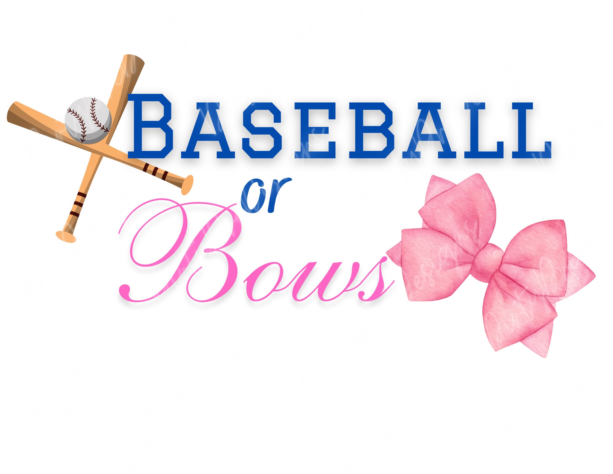 Baseball or Bows Gender Reveal PNG Digital Download for Sublimation or Printing Décor Etsy