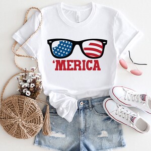 America Shirt, America Glasses Shirt, 4th Of July Shirt, Fourth of July, Sunflower America Shirt, Memorial Day Shirt, Independence Day Shirt