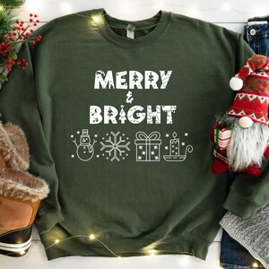 Christmas Sweatshirt, Family Christmas Sweatshirt, Merry and Bright Sweatshirt, Christmas Sweatshirts for Women, Merry Christmas Sweatshirt