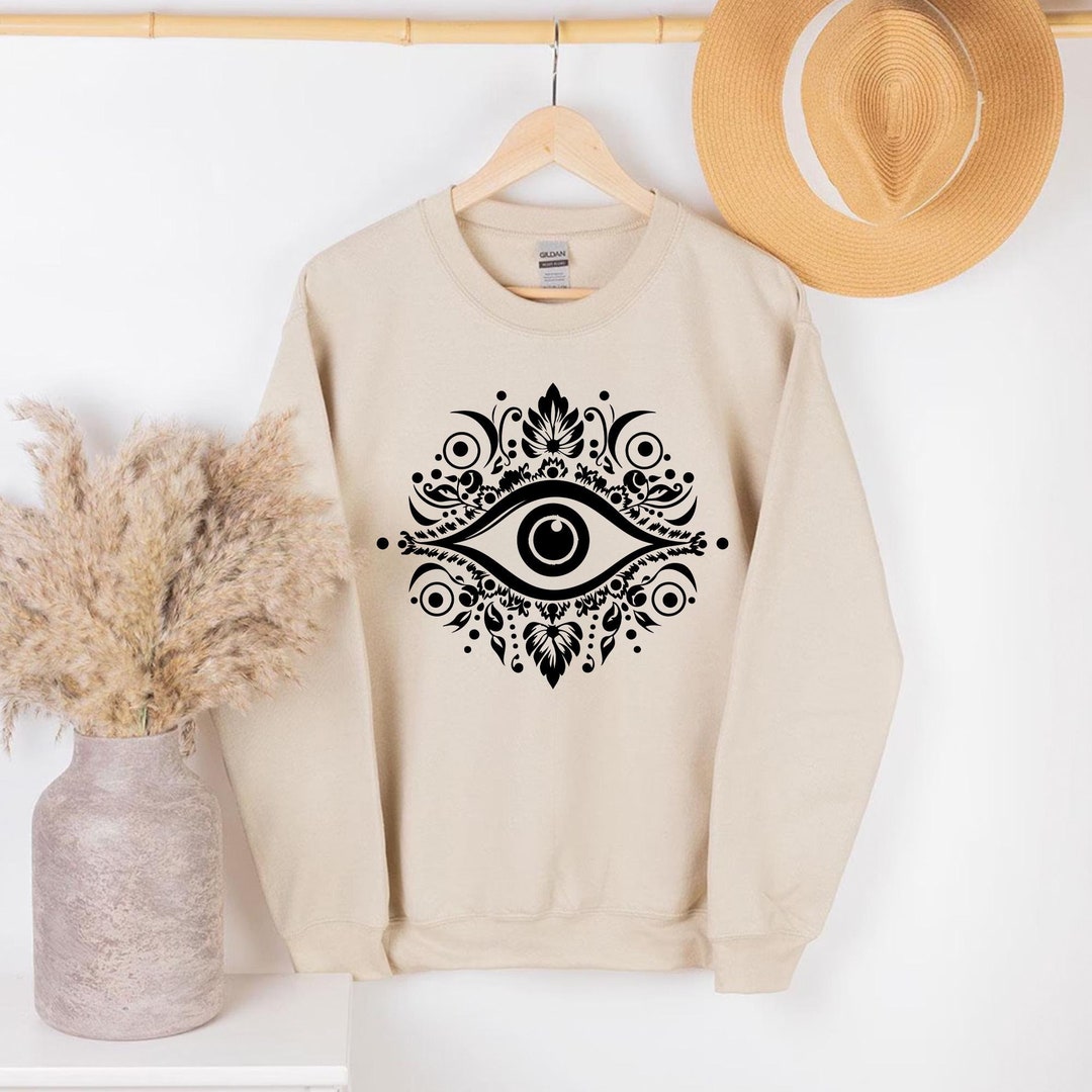 WHITE EVIL EYE COTTON SHIRT WITH MOTIF main image 0