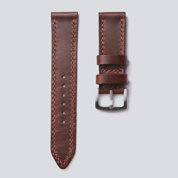 Antique brown handmade leather watch strap